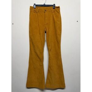 Crazy Train Mustard Corduroy Flare Pants Women's Stretch Western Boho 19/34